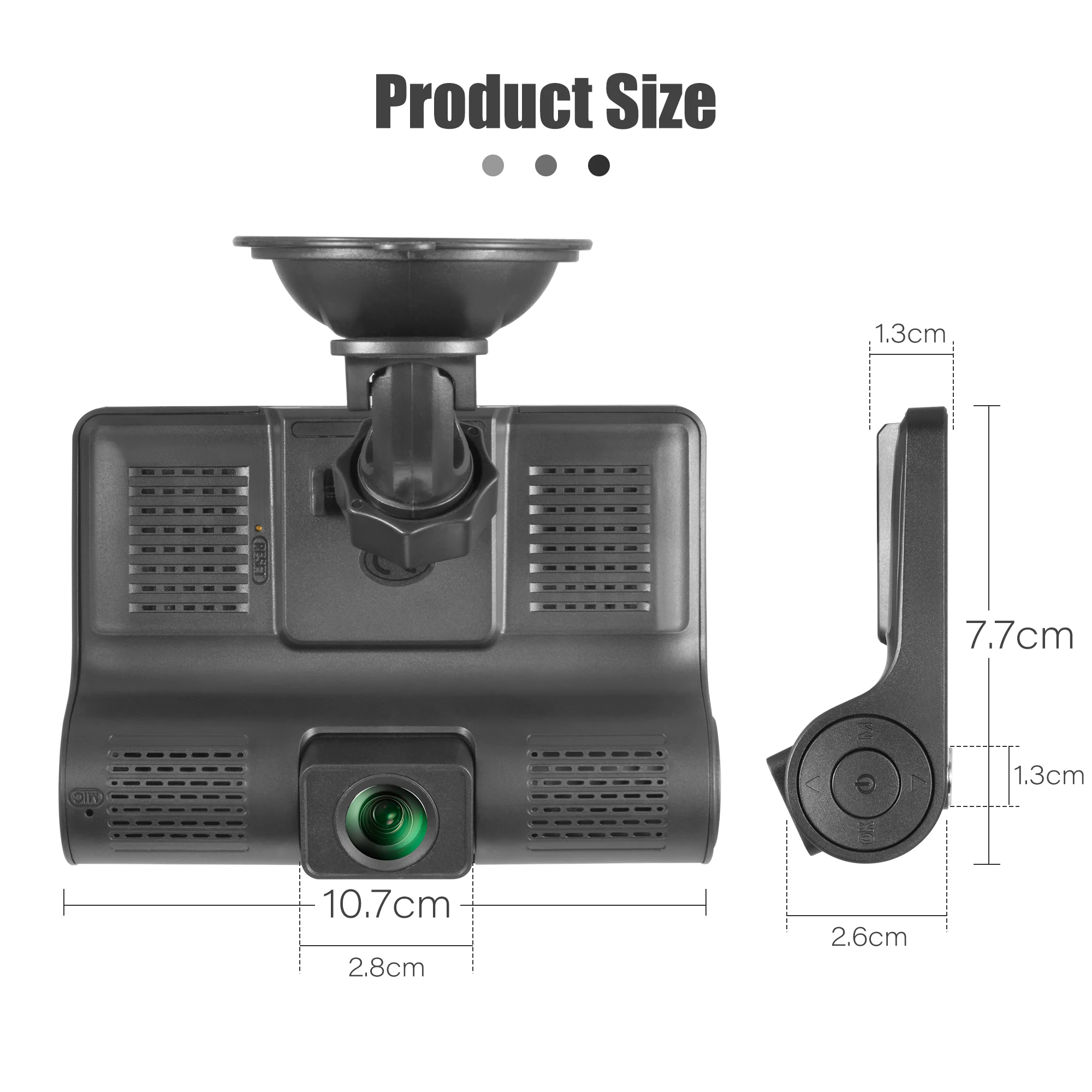 Автомобильный видеорегистратор с 3 камерами и s-объективом 1080 дюйма 24 часа HD 1080P
