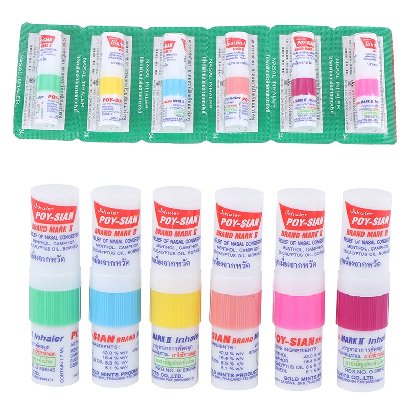 1/6 Pezzi Mint Cilindro Olio Brancing Thailandia Inalatore Nasale Uso Estivo Caldo Prevenire Il Colpo Di Sole Inalatore Nasale Poy Sian Stick
