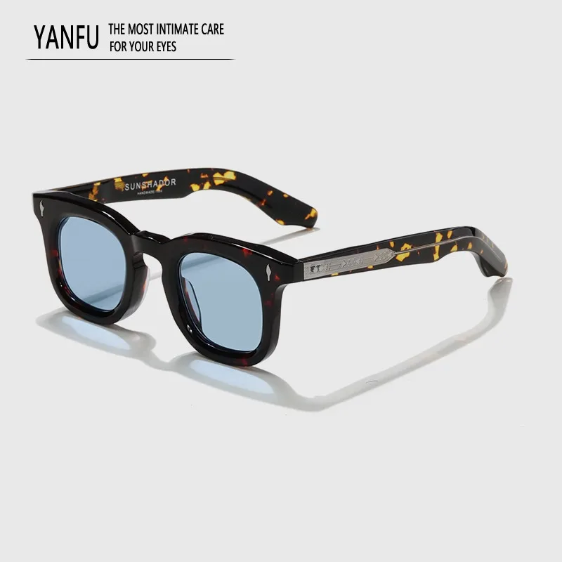 Круглые брендовые ацетатные Винтажные Солнцезащитные очки в виде черепахи для