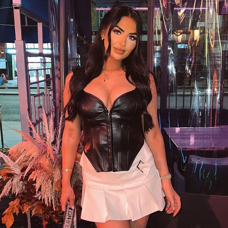 Женский облегающий корсет из искусственной кожи