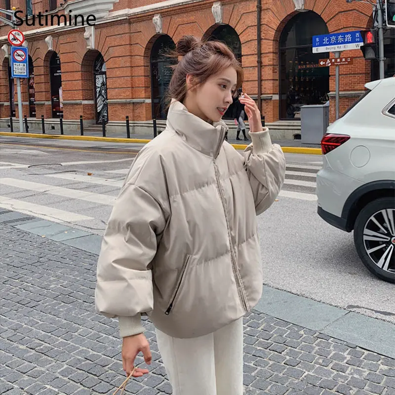 Winter Clothes Women Office Lady Pockets Thick Cotton Coat Women Korean Loose Cotton Jacket Zipper Soft Winter Coat Women