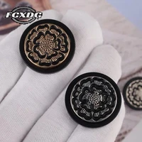 10pcs black vintage clothing buttons sewing accessories fashion buttons coat zinc alloy golden metal 25mm big buttons for jacket