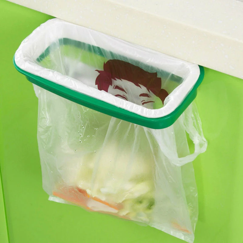 

Portable Plastic Garbage Hanging Bag Racks Kitchen Trash Storage Rack Bag Hook Scouring Pad Dry Shelf Holder Kitchen Organizer