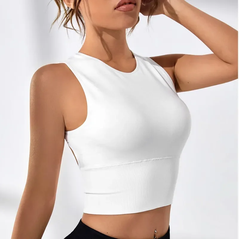 

Sexy Sport Tops Women Fitness Solid Slim Backless Vest Outwear Seamless High Elasticity Vests Sportswear Push Up Top Female