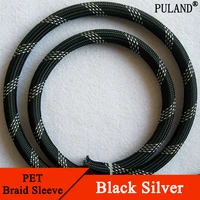1 meter black silver pet braided wire sleeve 2 4 6 8 10 12 16 20 25mm tight high density insulated cable protection expandable