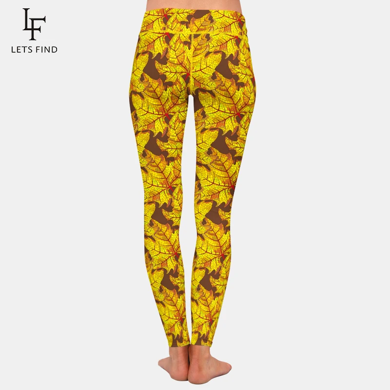 LETSFIND Maple Leaf Print Women Leggings High Quality Women Fashion 2019 High Waist  Pants