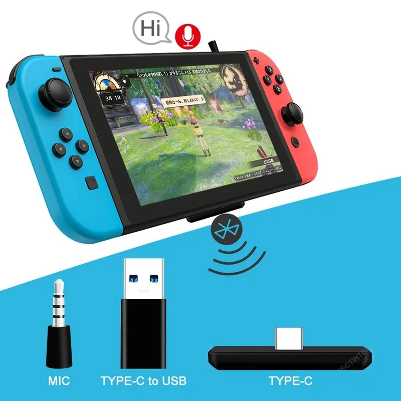 

Compatible Nintendo Switch Bluetooth Adapter Audio For PS4 Controller For PC Wireless USB/Type-C Receiver transmitter Converter