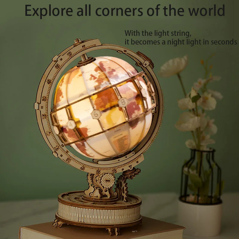 

3D Three-Dimensional Puzzle Children's Toys Diy Handmade Globe Wooden Assembled Toys Ornaments Children's Gifts