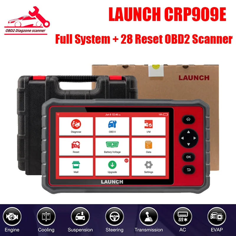

LAUNCH X431 CRP909E OBD2 Scanner Full System ith 26 Free Maintenance Functions IMMO Reset TPMS Automotive Diagnostic Scan Tools
