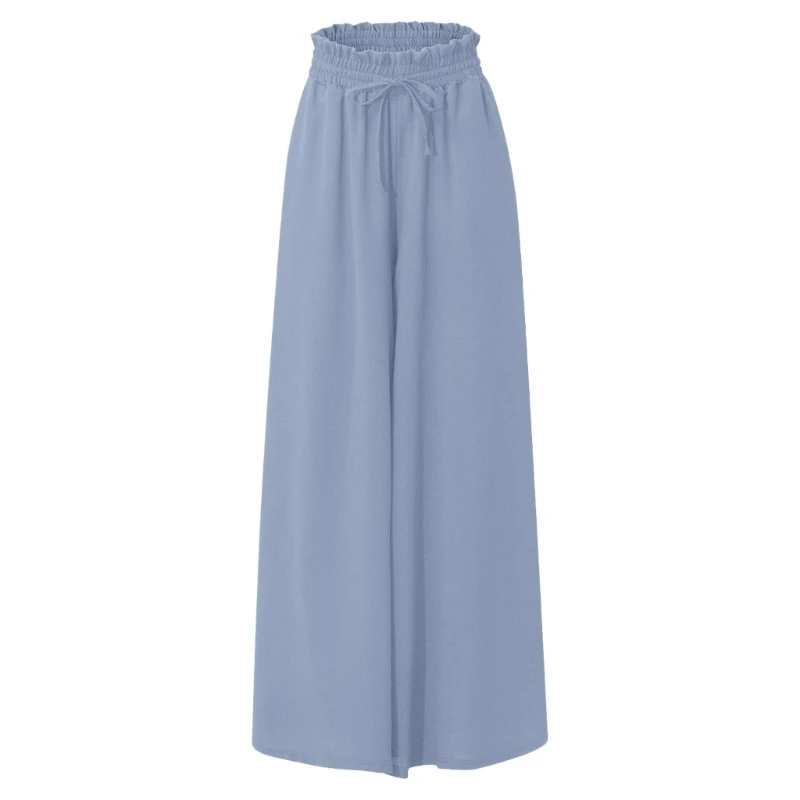 

Women's Summer Elastic High Waist Palazzo Pants Wide Leg Long Pants 517D