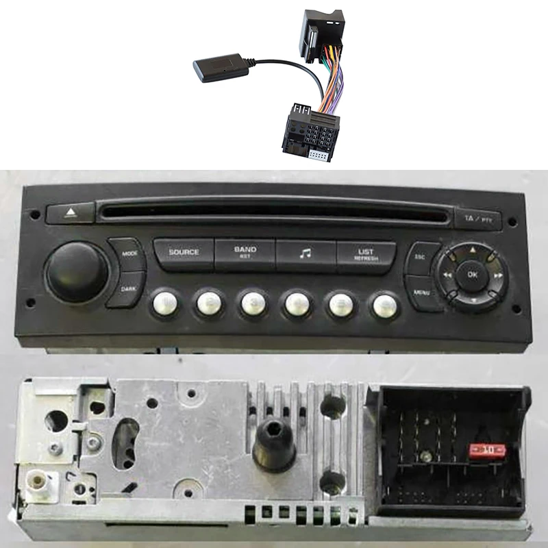 

Автомобильный аудиоприемник Bluetooth 5,0 адаптер Aux для Peugeot Citroen C2 C5 RD45 RD4 модуль радио Bluetooth кабель Aux