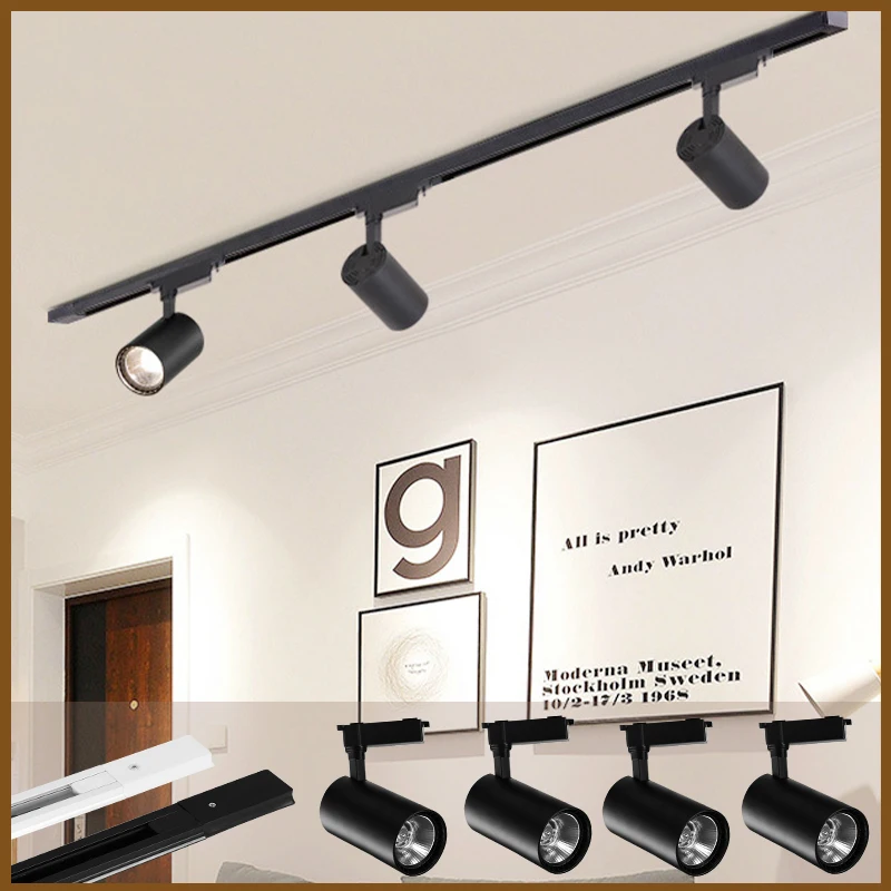 Track Light COB Spot Led 220V Track Lamp Rail Indoor Lighting Fixture Spotlight 12/20/30/40W Kitchen Home Bedroom