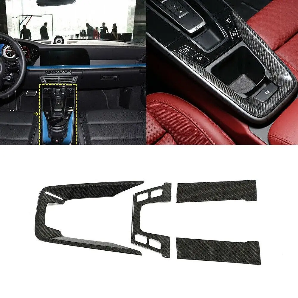 

Real Carbon Fiber Car Central Control Seat Adjustment Switch Gear Shift Panel Car Accessories Set For Porsche 911 992 2019-2023