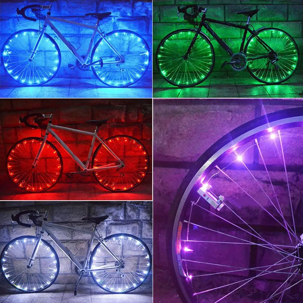 

20Pcs LED Bike Bicycle Cycling Rim Lights LED Wheel Spoke Light String Strip Lamps Bike Running Light Bicycle Accessories