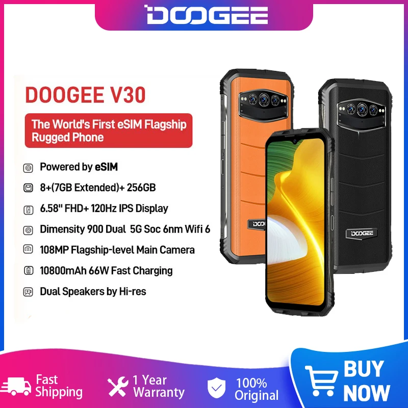DOOGEE V30 eSIM Dual Speakers 5G Rugged Phone 8+256GB Dimensity 900 Wifi 6 Soc 6nm 6.58
