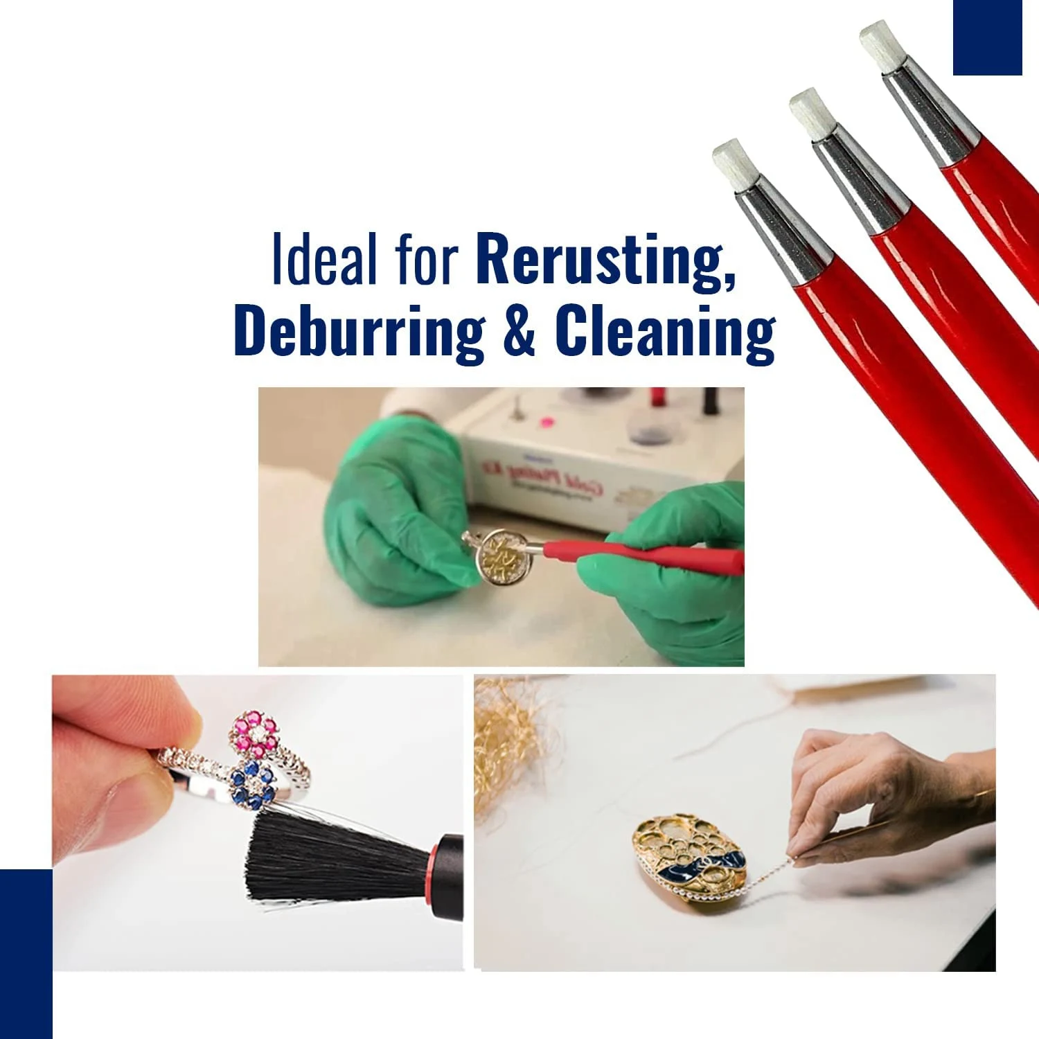 Стекловолоконная ручка с щеткой для царапин 3 шт. ювелирные изделия часы очистка