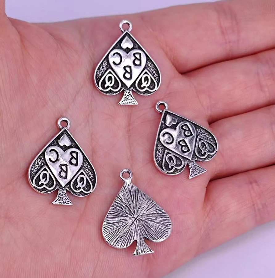 

5pcs new Alloy ancient silver Poker Spades Gift For Women Men Accessories