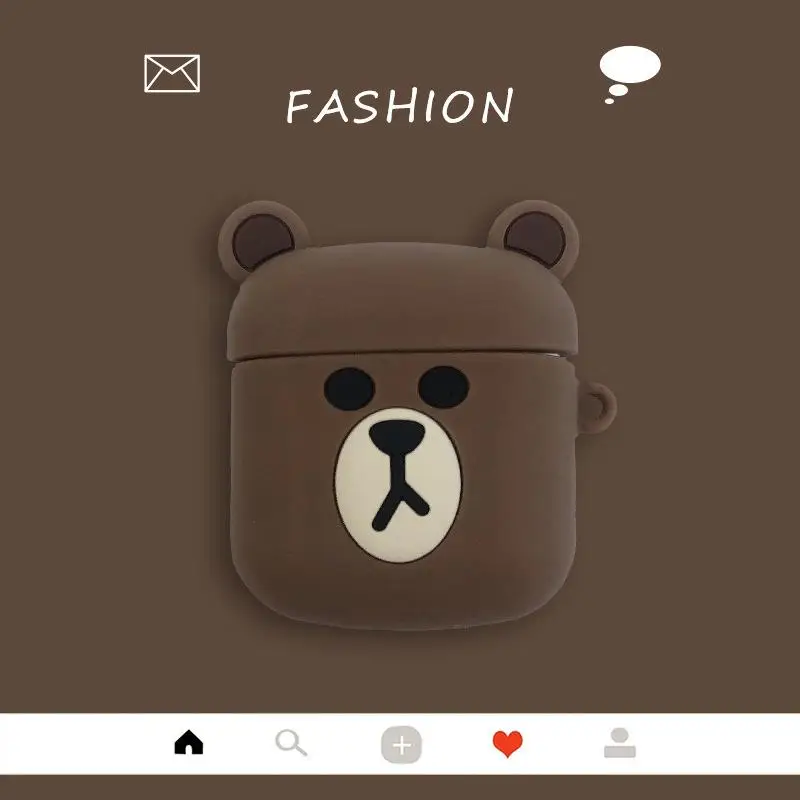 

Cute Brown Applicable airpods1/2/3 Pro Headset Protective Cover Cartoon iPhone Wireless Bluetooth Headset Silicone Soft Shell