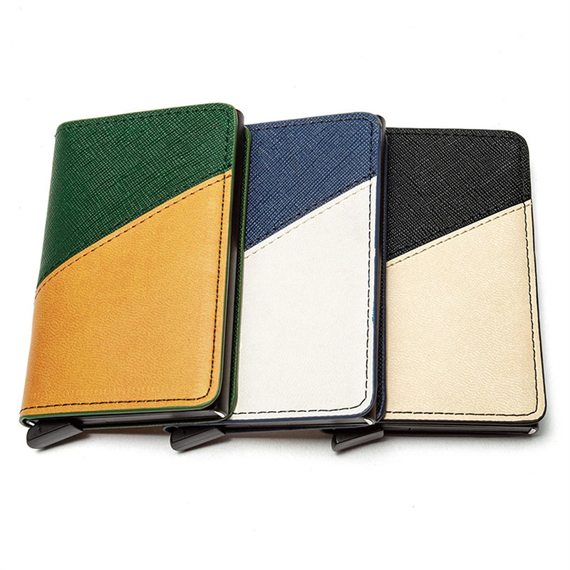 

Anti-theft Blocking Smart Wallet Men Vintage Wallet PU Leather Unisex Security Information Aluminum Mini Purse New