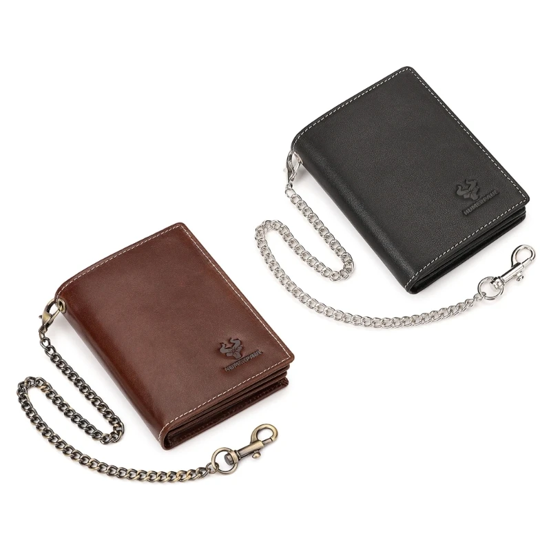 

M6CC Vintage Wallet Blocking Wallets with Anti Theft Chain for AirTags Credit Card Holder Business Gifts for Men