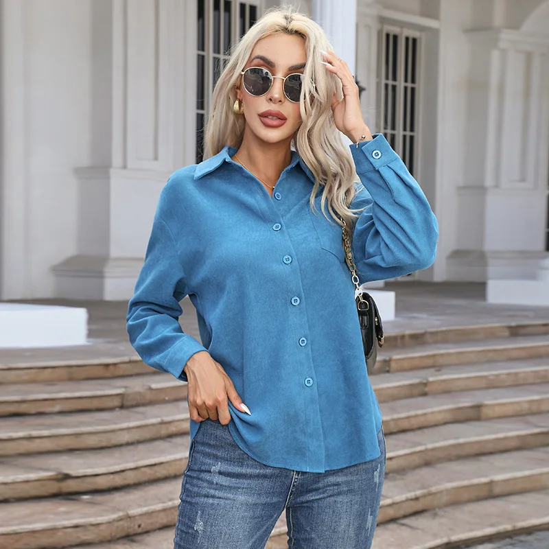 

Women Shirts and Blouses Korean Reviews Many Clothes Vintage Pocket Blouses for Women Fashion 2023 Autumn Corduroy Womens Tops