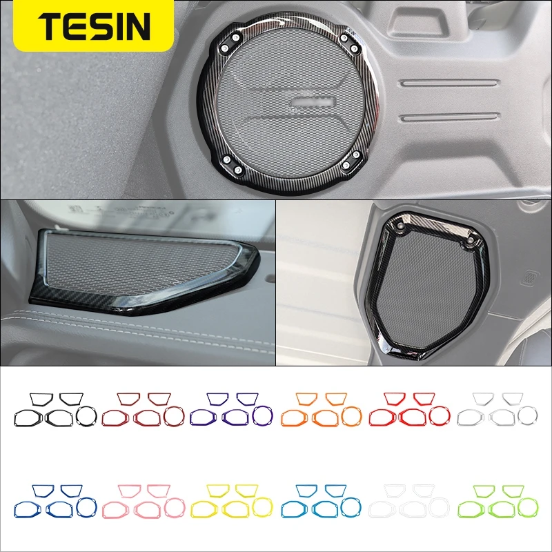 

TESIN ABS Carbon Car Door Tail Box/ Roof/ A Pillar Speaker Decoration Covers Accessories For Jeep Wrangler JL Rubicon 2018-2022