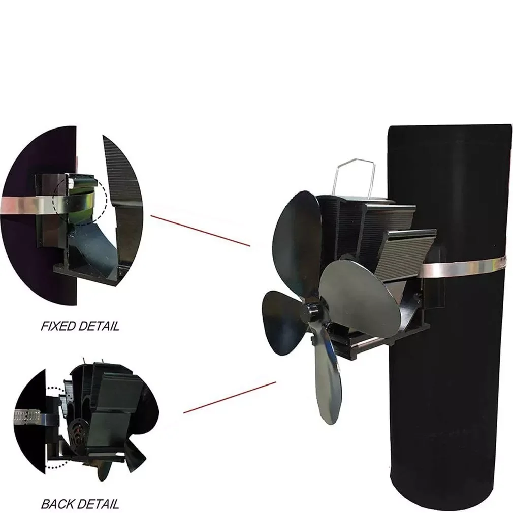 

NEW2023 Magnet Wall Hanging Fireplace Fan Low Noise 4-blade Thermodynamic Stove Fan For Wood Log Burner Fireplace