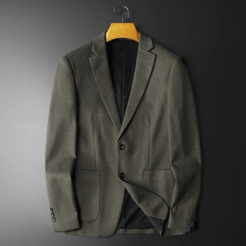 Вельветовые пиджаки премиум-класса для мужчин модные повседневные костюмы