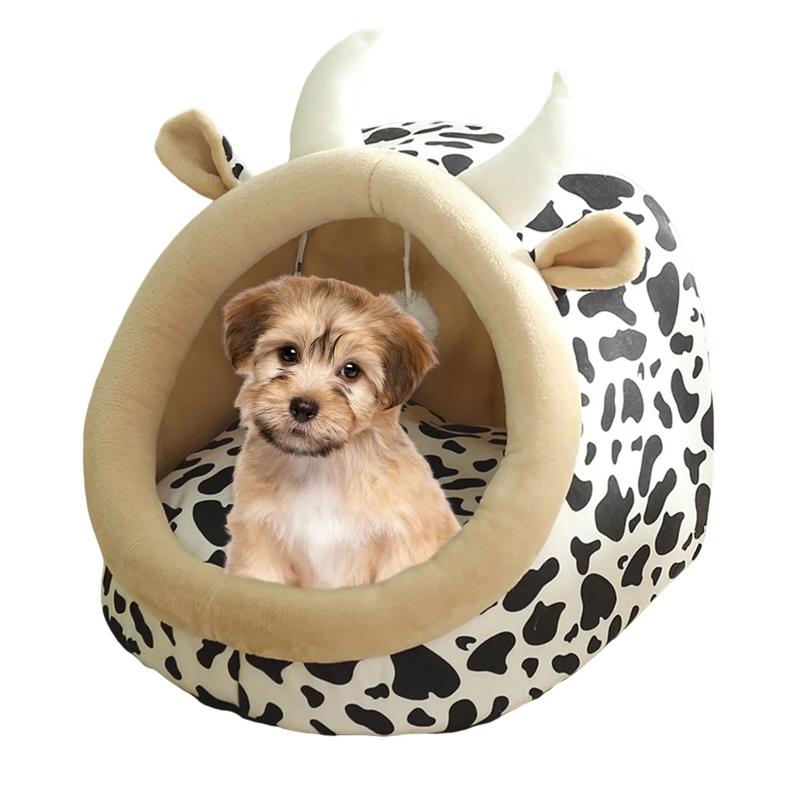 

Pet Bed House Soft And Self Warming Pet Beds Semi-Open Anti Anxiety Dog Bed Soft Fuzzy Calming Bed For Dogs & Cats Comfy Cat Bed