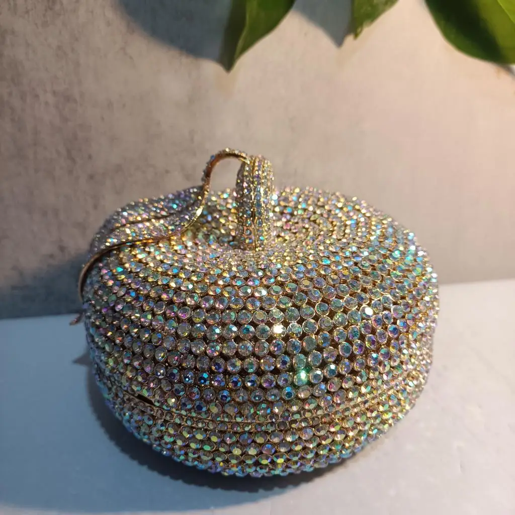

Elegant Women AB Gold Crystal Clutch Purse Stones Evening Bags Ladies Cocktail Party Diamond Minaudiere Handbag Wedding Clutches