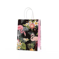 creative flamingo tote bag festive shopping kraft paper sack clothing storage packaging gift bags