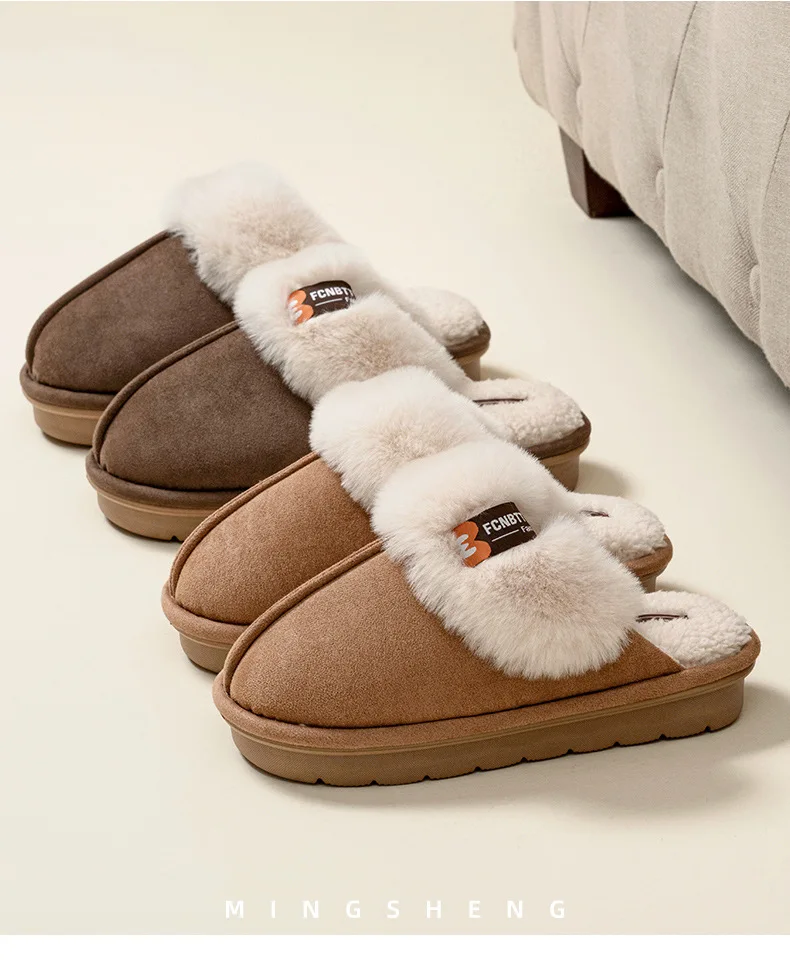 Новые модные пушистые женские тапочки на платформе зима 2020 теплая плюшевая