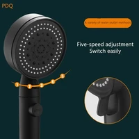 supercharged black shower water saving 5 modes adjustable high pressure shower one key water stop lotus head bathroom accessorie
