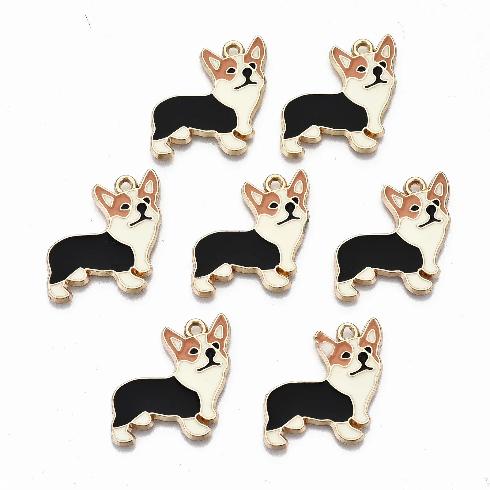 

Pandahall 10Pcs Corgi Dog Alloy Enamel Pendants With Hole Gold Color Metal Charms For Necklace Bracelet Jewelry Making Gift