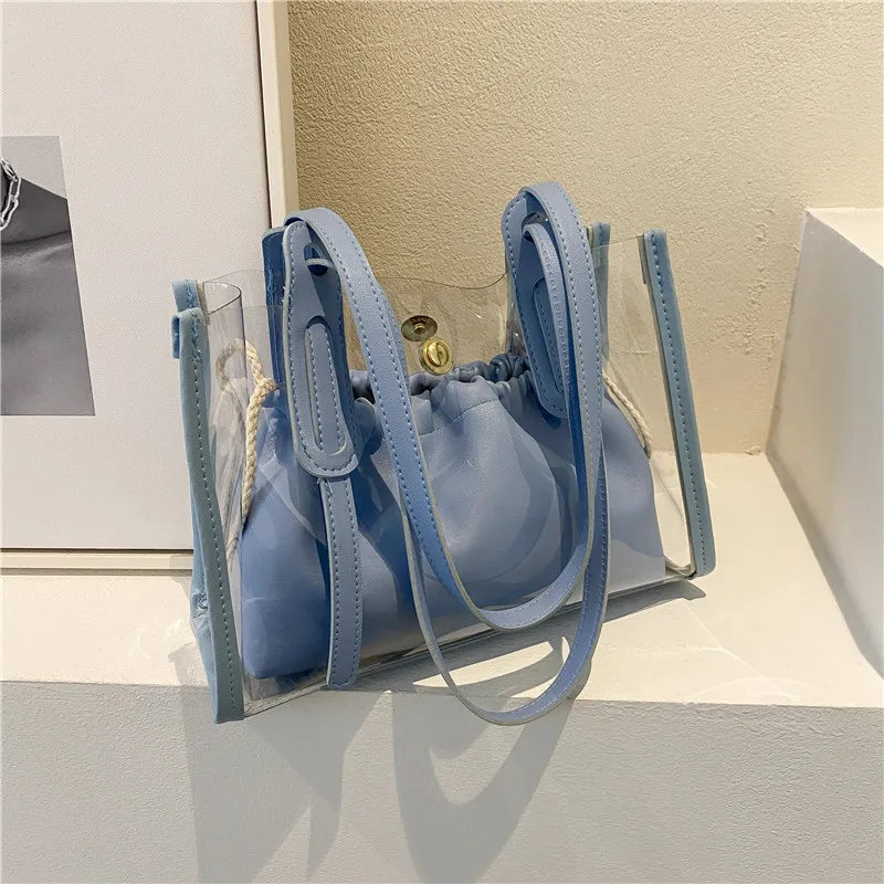 

Summer Large-Capacity Transparent Jelly Bag Women's New Fashion Foreign Style Handbag Korean Version Shoulder Tote Bag