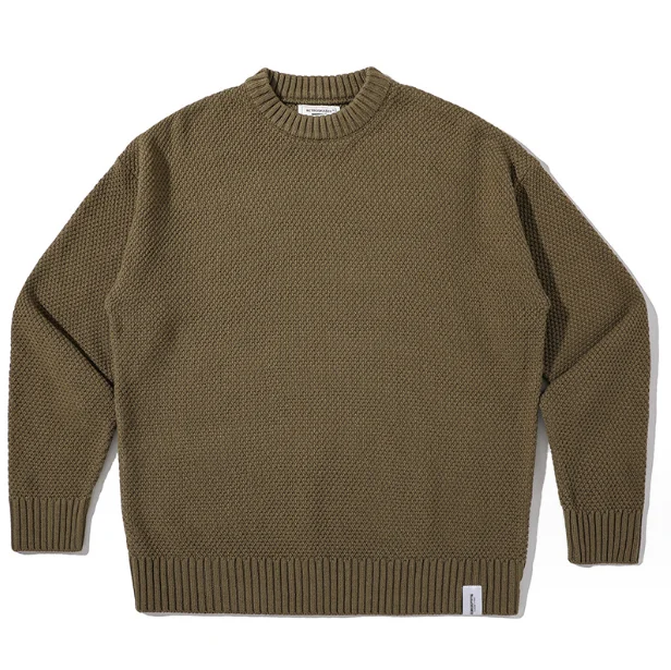 Мужской винтажный Повседневный вязаный свитер свободного покроя однотонный