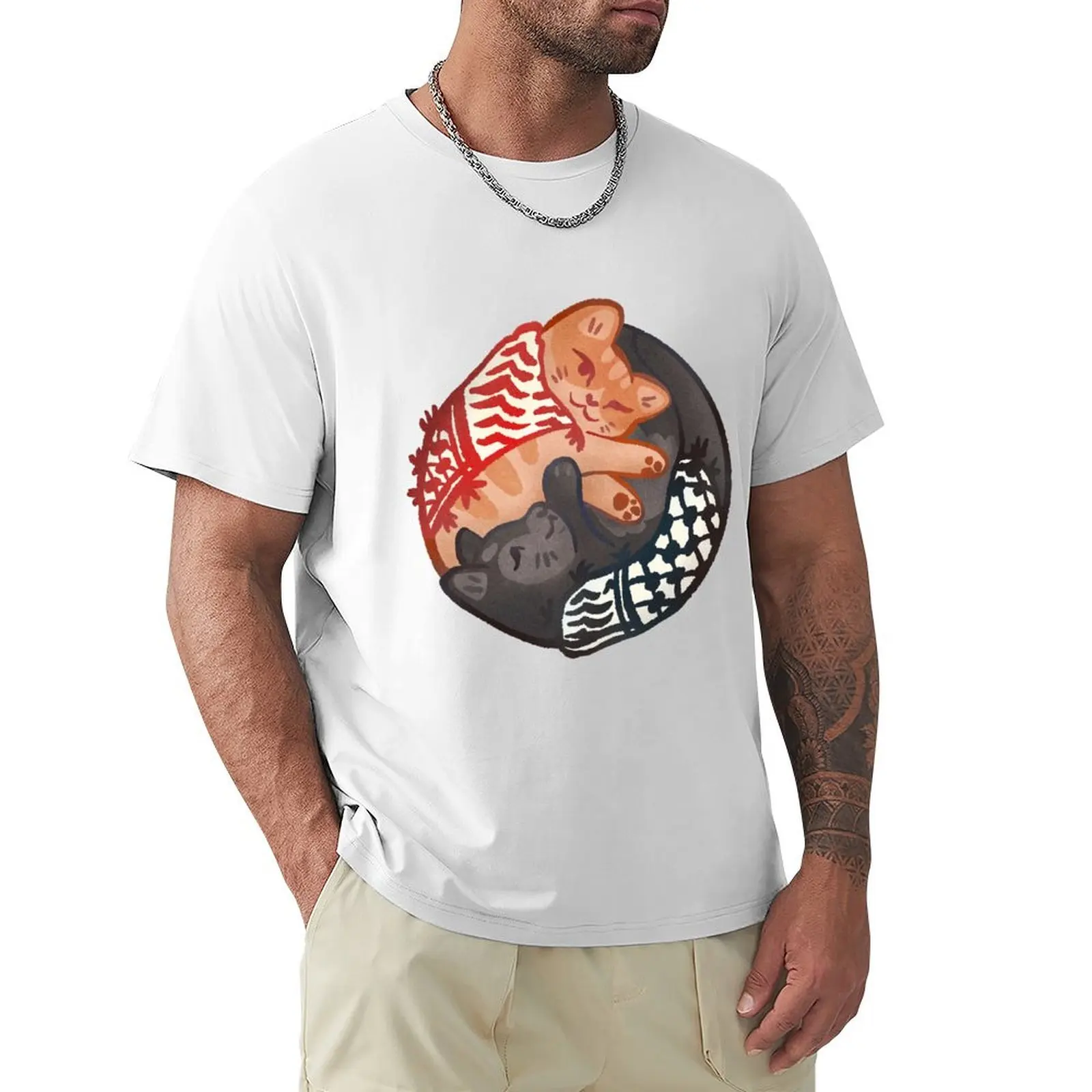 Мужская футболка Catffiyeh (с арабской кошкой Kufiya) с коротким рукавом большие размеры