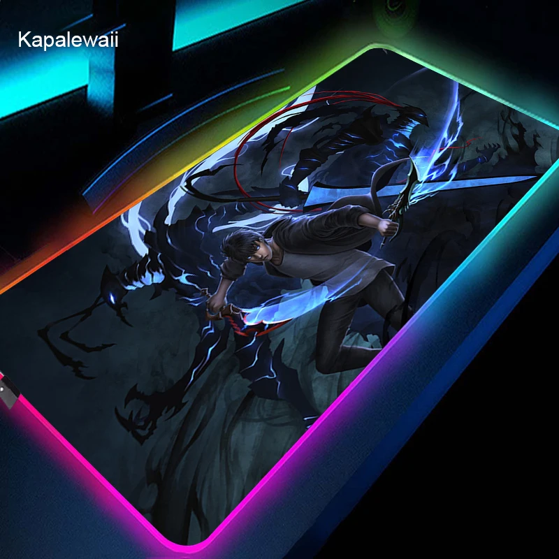 

RGB Anime Solo Leveling Mouse Pad 800X300 Accessories Carpet PC Gamer Completo Computer LED Keyboard Desk Mat CSGO LOL Mousepad