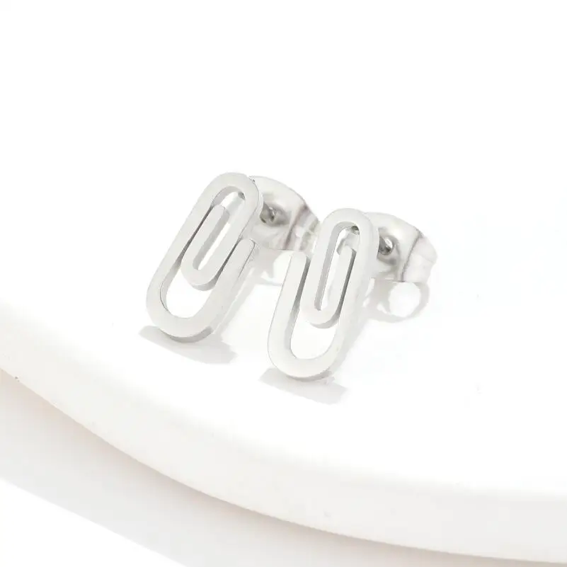 Изогнутая булавка геометрической формы для женского пирсинга уха из нержавеющей