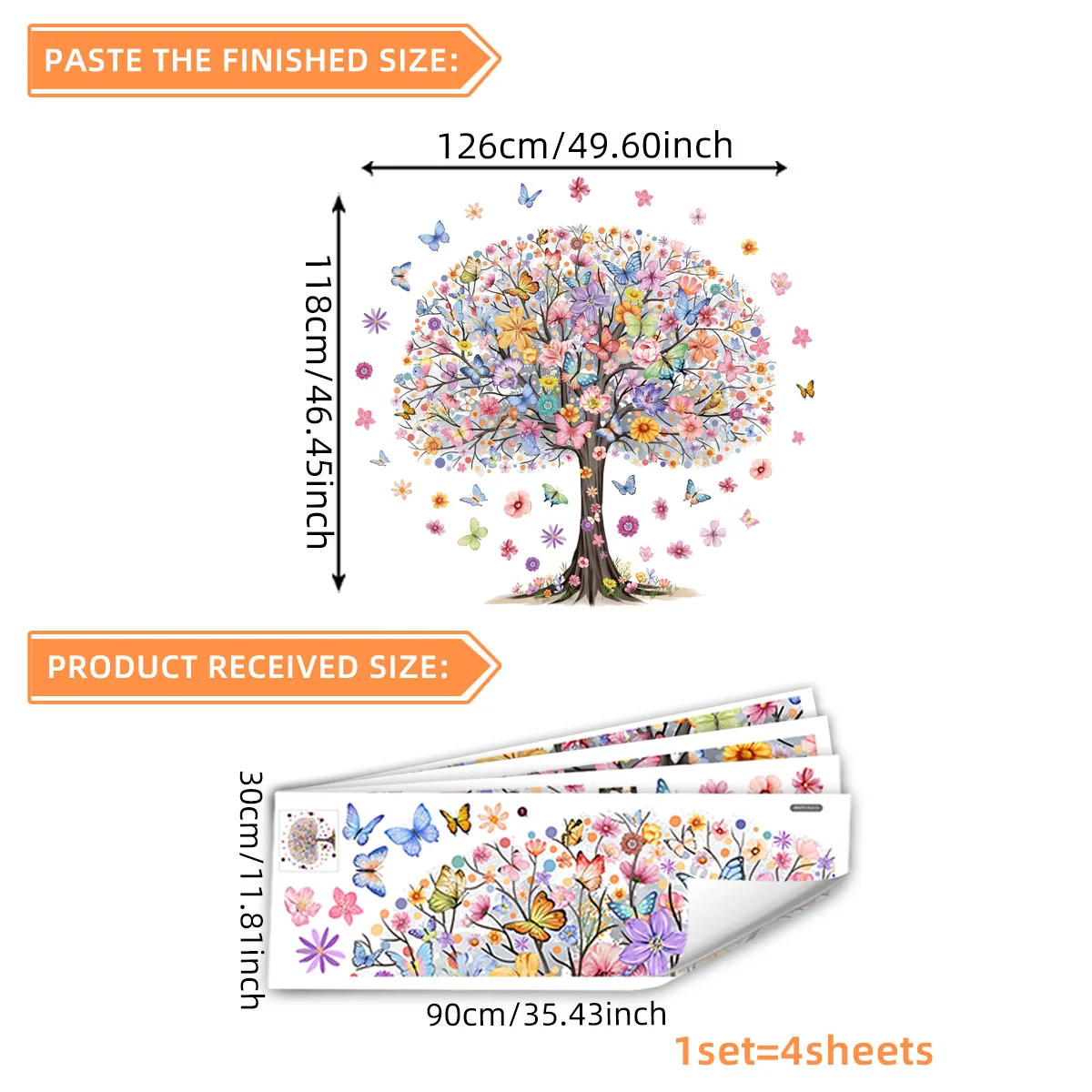 Большой бабочка цветок дерево стикер на стену DIY виниловые бабочки цветочные