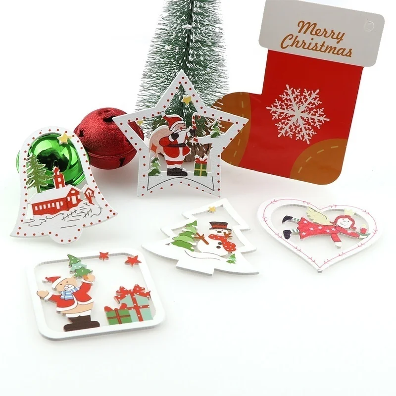 10 шт./набор деревянные подвесные украшения для ёлки