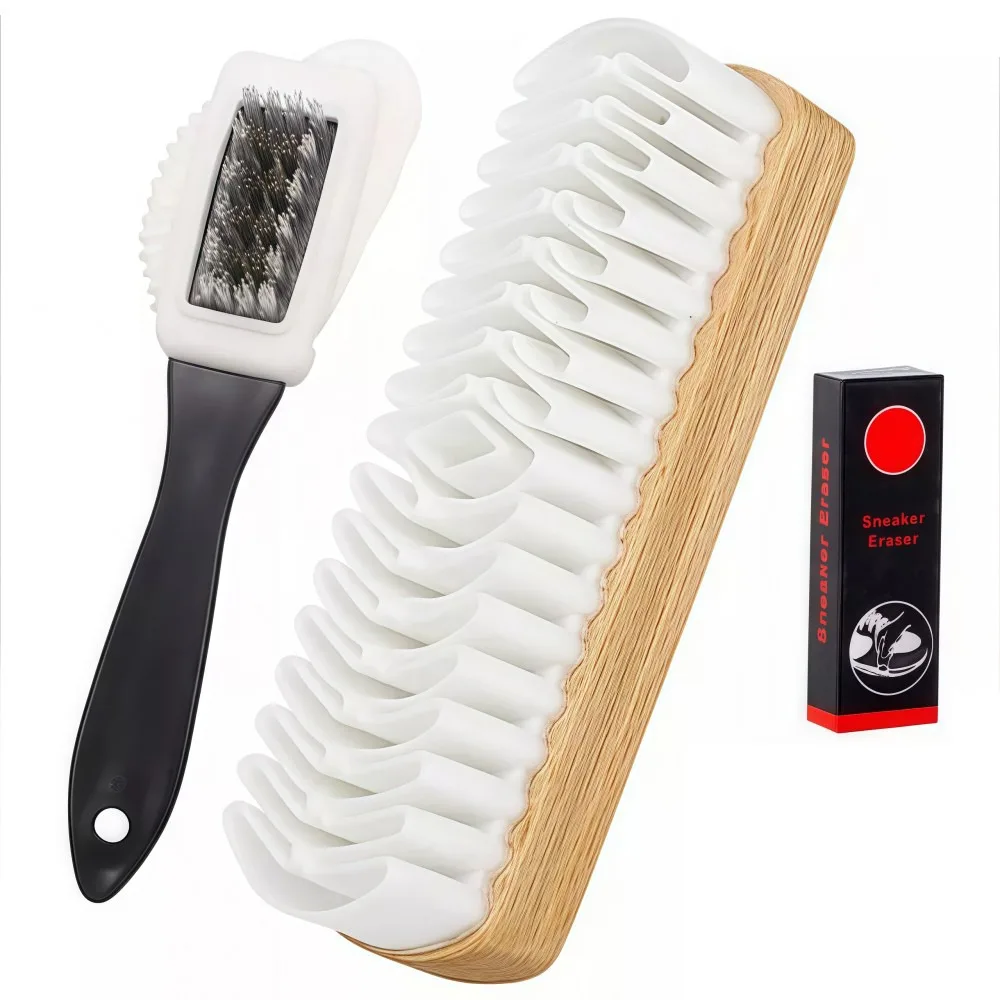 

Набор из 3-х щеток для чистки обуви с ластиком: мягкие многофункциональные щетки для замши и нубука, для удаления пятен