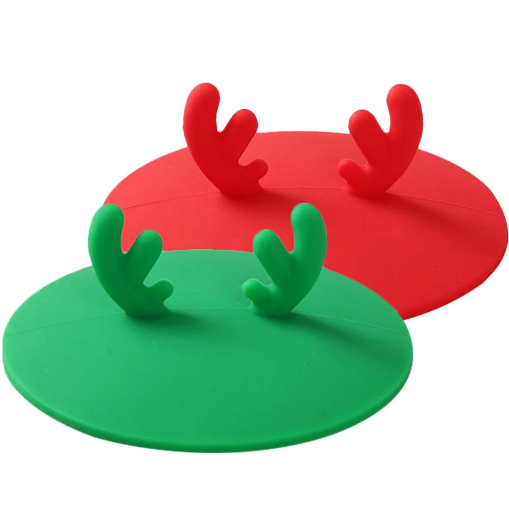

Cup Lids Mug Covers Cover Christmas Lid Silicone Tea Coffeejar Hot Drinking Bottle Sealing Leak Anticove Storage Deer Reusable