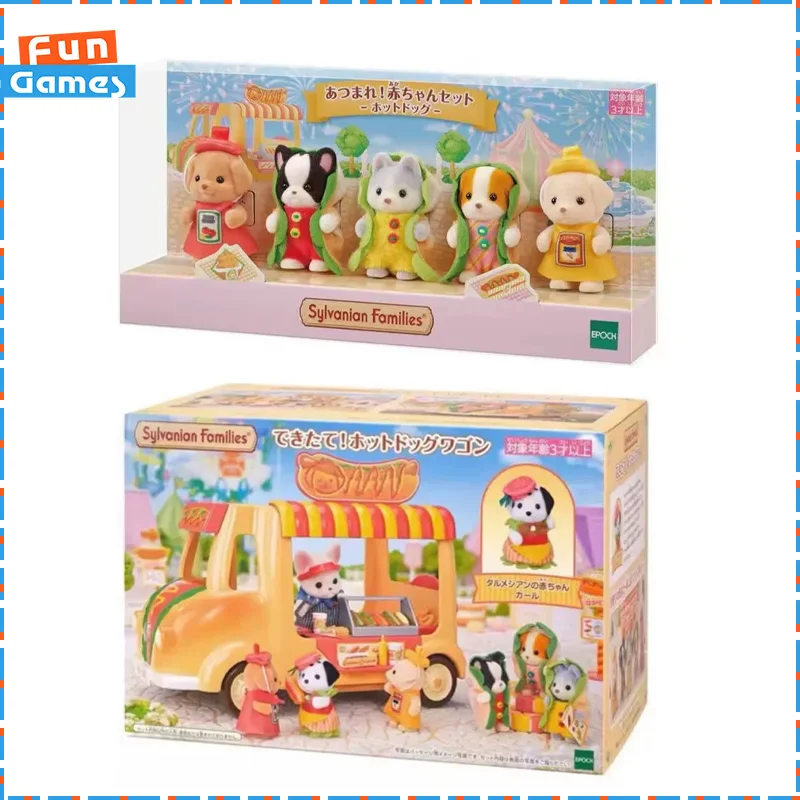 Фото Sylvanian Families, аниме-фигурки, набор хот-догов, пудель, бульдог, хаски, станция, Kawaii T 2004, семейная игрушка для девочек на день рождения, индивидуальный подарок №1