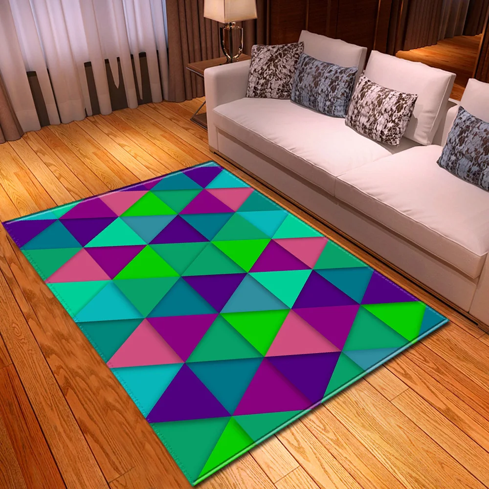 

Home Decor Living Room Rugs Carpets Large Colorful Geometric Floor Area Rug Flannel Memory Foam Long Kitchen Bedroom Mat Doormat