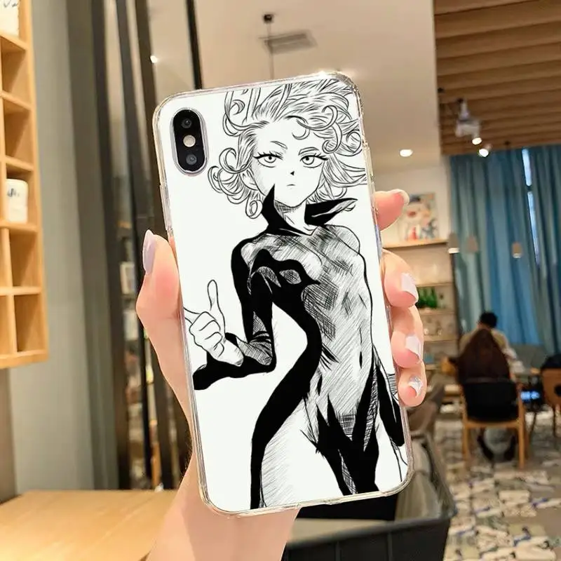 Чехол для телефона с аниме One-Punch-Man Tatsumakis iPhone 11 12 Mini 13 Pro XS Max X 8 7 6s Plus 5 SE XR прозрачный