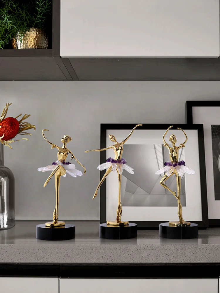 

Modern [MGT] Ballet Dancers Crystal Brass Figures Ornaments Home Decoration Tabletop Decor Living Room Cabinets Accessories Gift