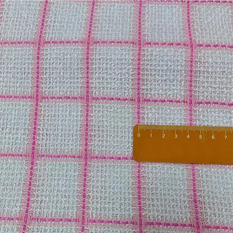 50x145 см модная розовая решетчатая плетеная твидовая ткань для женщин осенняя