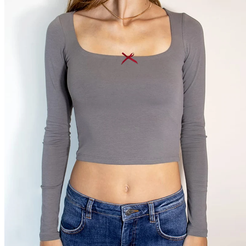 Короткий топ Fairycore с кокеткой женская одежда Женская Винтажная футболка бантом и