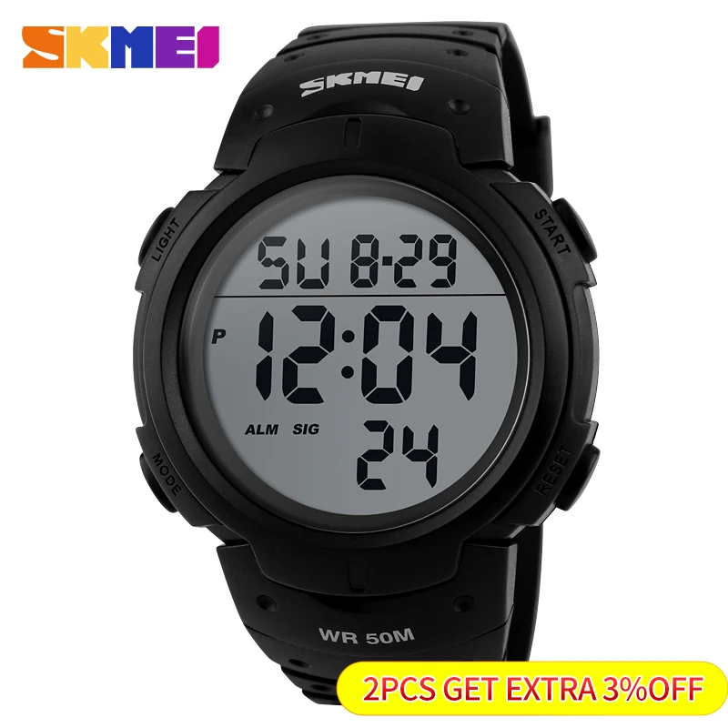 

SKMEI 1068 Calendar PU Strap 5Bar Waterproof Digital Watch reloj hombre Outdoor Sport Watch Men Big Dial Fashion Simple Watches